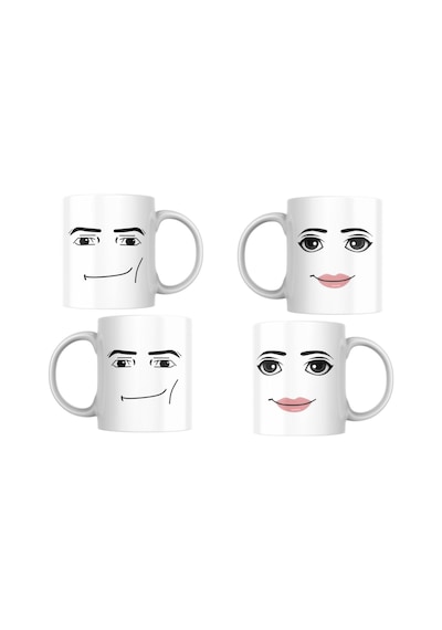 Roblox Man Face Yüz Temalı Kupa Roblox Çift/sevgili/arkadaş Kupaları 2'li Kupa Bardak Beyaz