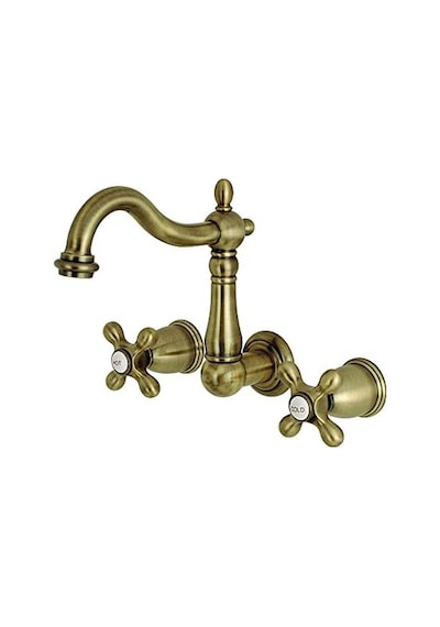 Ks1253ax 20,32 Cm Merkez Duvara Monte Gemi Lavabo Musluğu, Pirinç, 6-3/8 İnç Ağız Erişiminde Beyaz
