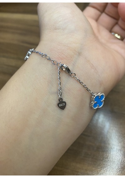 Kadın Mavi Renk Yonca Model Gümüş Bileklik
