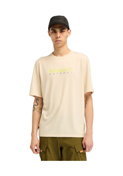 Timberland Uv-protectıon Logo Short Bej Erkek Kısa Kol T-shirt 000000000102084340 Bej-lıla
