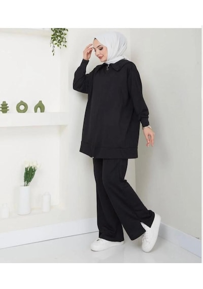 Lovie Moda Kadın Şal Yaka Eşofman Takımı Siyah