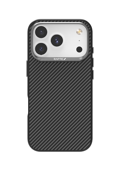Apple Uyumlu iPhone 17 Pro Kılıf M-safe Şarjlı 600d Metal Kamera Çerçeveli Raptic Aramid Fiber Serisi Kapak Siyah