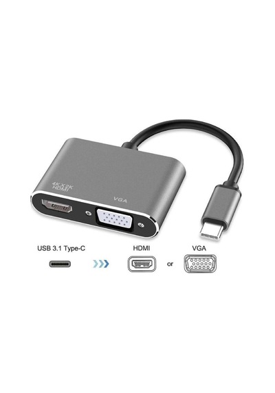 Lunatic 2847 Usb Type C To Hdmi Vga 3.1 4k Çevirici Dönüştürücü Adaptör
