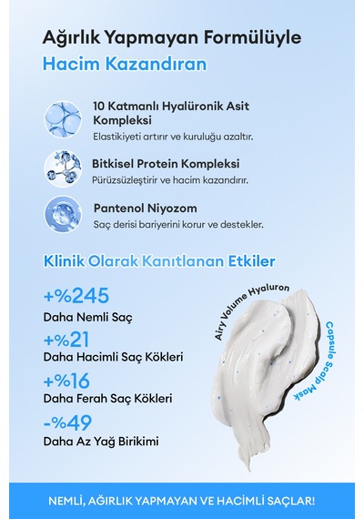 Nem, Besin Ve Hacim Sunan Saç & Saç Derisi Maskesi Kundal Airy Volume Hyaluron Capsule Scalp Mask