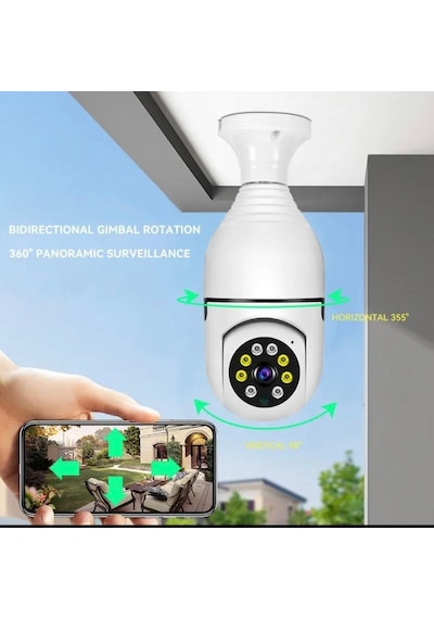 Ampul Kamera Harekete Duyarlı Gece Görüşlü Kablosuz Bebek Izleme Kamerası Güvenlik Akıllı Wifi 360hd