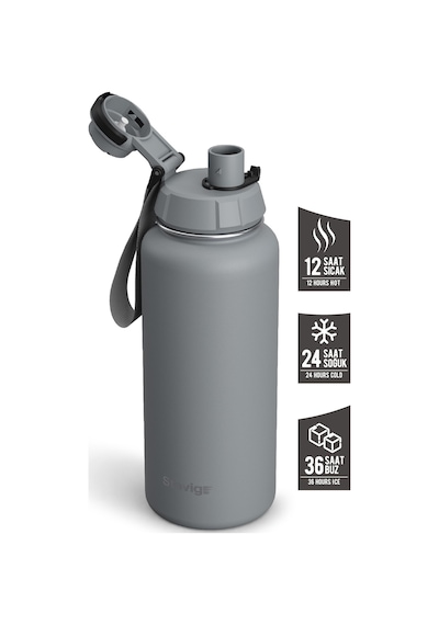 Stevig 1 Hand Leak-proof Sızdırmaz Çelik Termos 1000 Ml Grey St-2