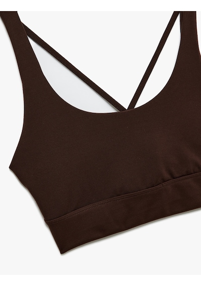 Koton U Yaka Slim Fit Çapraz Askılı Sporcu Sütyeni Kahverengi 5sak30152nk Kahve