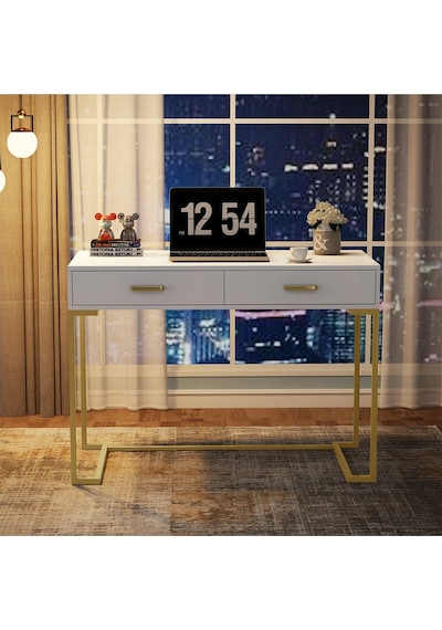 Vivian Gold Metal Beyaz Çalışma Masası