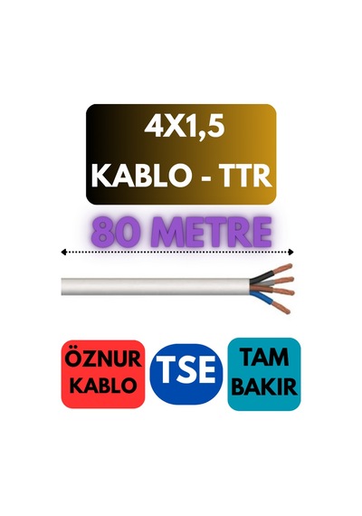 Öznur 4x1,5 Ttr Kablo Metre Seçenekli Beyaz - 80 Metre