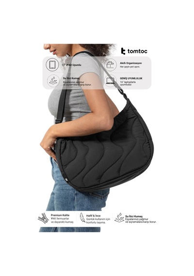 Terra Puffy Serisi T34 11" - 9l Siyah El Ve Omuz Çantası - T34m1d1