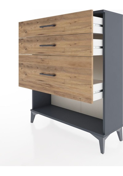Arges Şifonyer 3 Çekmeceli 88x30x106 Antrasit-çam Antrasit