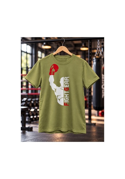 Segungear Boxingfist Erkek Regular Fit Baskılı Spor Tişört Haki - 932147890 Haki