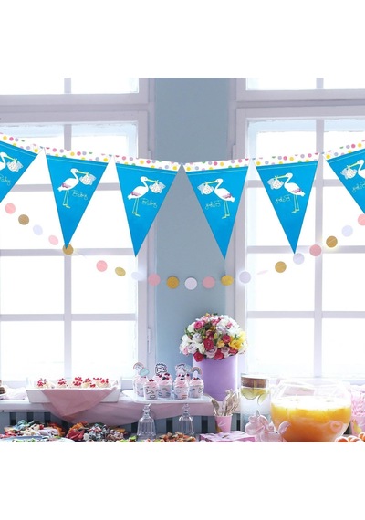 Baby Shower Yazılı Üçgen Flama Mavi Standart