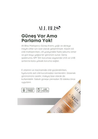 Spf 100 Matlaştırıcı Güneş Kremi 50 Ml