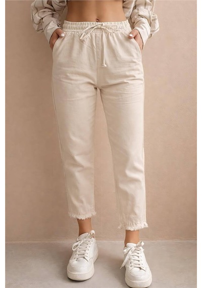 Fashion Friends Paçası Püsküllü Kadın Pantolon 26y0391k1 Taş