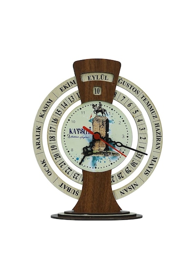 E38 El İşçiliği Kayseri Atatürk Heykeli Takvimli Masa Saati 25x20 Cm- 6011