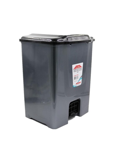 Omnipazar Flora F196-S 10Lt Slim Pedallı Gri Plastik Çöp Kovası S Krom
