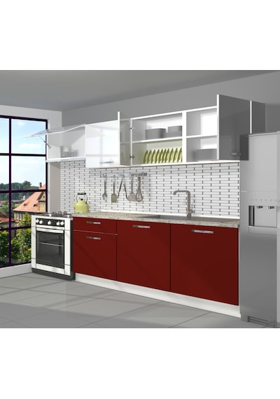 Decoraktiv Smart 240 Mdf Hazır Mutfak Dolabı - Tezgah Dahil - Bordo Beyaz Beyaz - Kırmızı Decoraktiv Smart 240 Mdf Hazır Mutfak Dolabı - Tezgah Dahil - Bordo Beyaz Beyaz - Kırmızı
