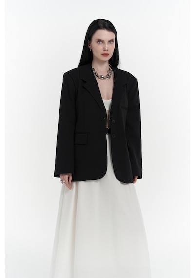 Mai Studios Co. Volda Yaka Detay Siyah Blazer Siyah