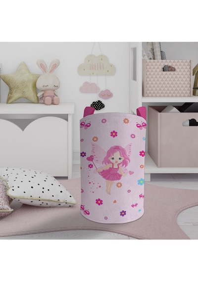 Mekta Home Bebek Ve Çocuk Odası Peri Kız Desenli Oyuncak Sepeti Renkli Çok Renkli