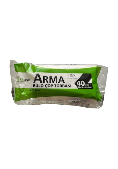 Arma Kimpack Beyaz Mini Boy 40 x 50 CM 20 L Çöp Torbası Poşeti 40 Adet 1 Rulo