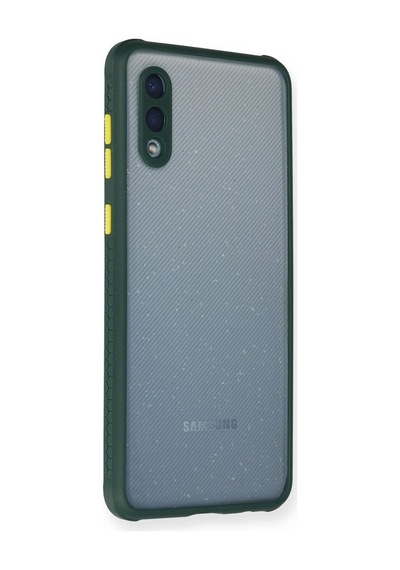 Samsung Galaxy A02 Kılıf Miami Şeffaf Silikon - Koyu Yeşil