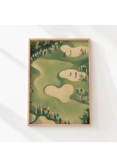 1778 Yılına Ait Eski Golf Sahası Hava Fotoğrafı, Soluk Yeşil-bej Tablo Dijital İndirme