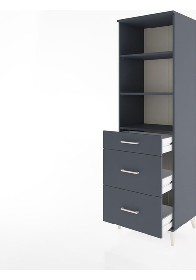 Hyperion Dolap 3 Raflı 3 Çekmeceli 60x44x195 Antrasit-antrasit Antrasit