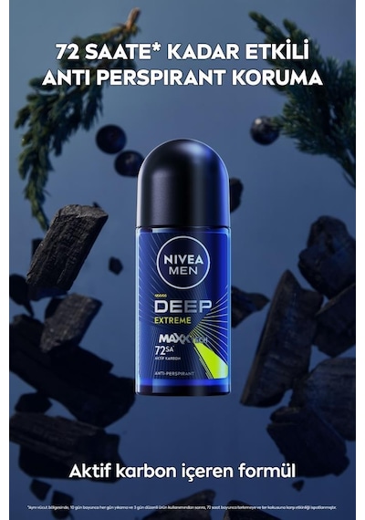 Nivea Men Deep Extreme Maxxtech 72 Saat Erkek Roll-On Deodorant 50 ML