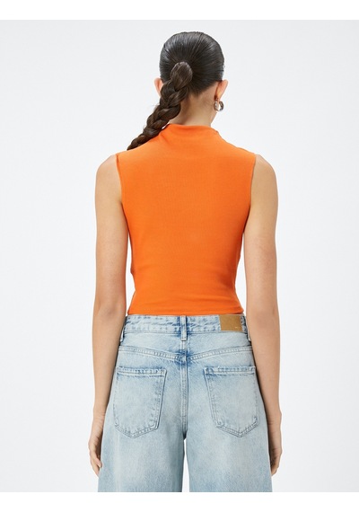 Koton Fitilli Atlet Crop Dik Yaka Kolsuz Pamuklu Turuncu 4sak10693ek Turuncu