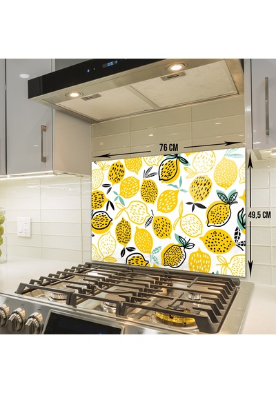 Decorita Sarı Limonlar | Cam Ocak Arkası| 49,5x76cm