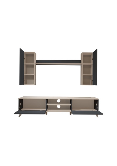 Decoraktiv Eko 5d Mdf Dvd Retro Tv Ünitesi Tv Sehpası Beyaz - Antrasit