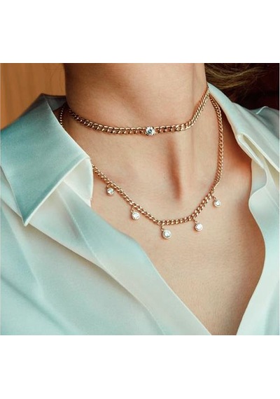 Diamond Line-Gülaylar - Sarı Altın 14 Ayar Trend Kolye N11.25323