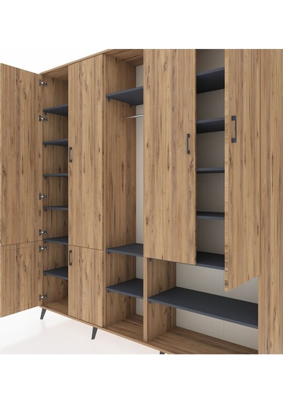 Hyperion Dolap 15 Raflı 5 Kapaklı Tek Askılı 220x44x243 Çam-çam/antrasit Atlas Çam/antrasıt Hyperion Dolap 15 Raflı 5 Kapaklı Tek Askılı 220x44x243 Çam-çam/antrasit Atlas Çam/antrasıt