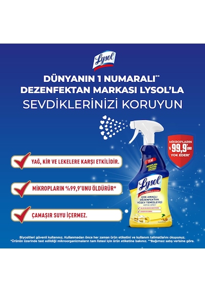 Lysol Çok Amaçlı Dezenfektan Yüzey Temizleyici Köpük Sprey 750 MLx 2