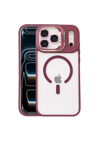 Apple iPhone Uyumlu 17 Pro Max Remim Lensli Magsafe Standlı Kapak - Bordo Bzsxx00 1