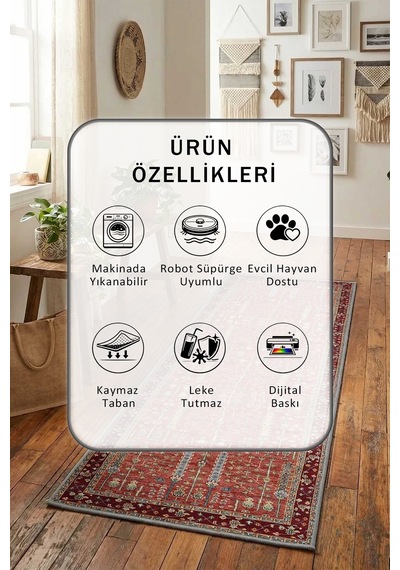 Yıkanabilir Yolluk 79 Bordo