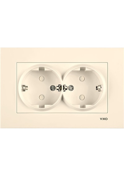 Viko 90967258 Krem Çocuk Korumalı İkili Priz