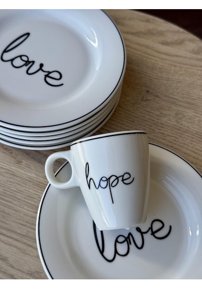 Porland Hope-love 6 Kişilik Kahve Ve İkram Servisi Beyaz