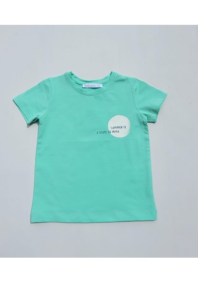Erkek Bebek Pamuklu, Rahat Kalıp Arka Baskılı Tshirt-6968-yeşil Yeşil