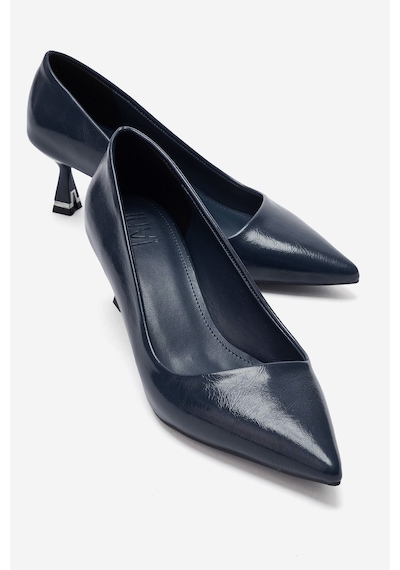 Luvi Shoes Lawton Lacivert Cilt Kadın Topuklu Ayakkabı