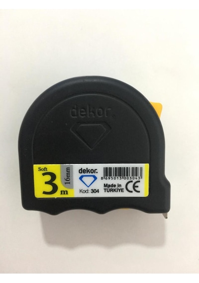 Dekor Şerit Metre Siyah 3m 16 MM 304