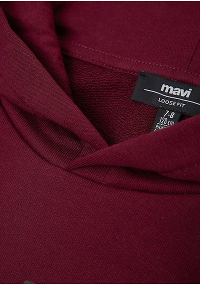 Mavi Logo Baskılı Kapüşonlu Bordo Erkek Çocuk Sweatshirt 6s10143-70394