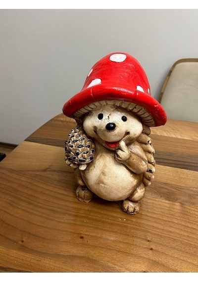 Dekoratif 30cm Beyaz Benekli Kirpi Ev Balkon Bahçe Dekorasyonu Bohem Heykel Biblo Diğer