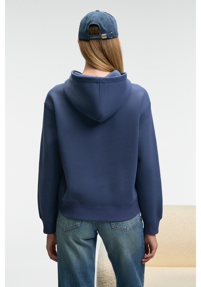 ETHIQUET ME UREA Kadın Nakışlı Kapüşonlu Comfort Fit Koyu Mavi Sweatshirt