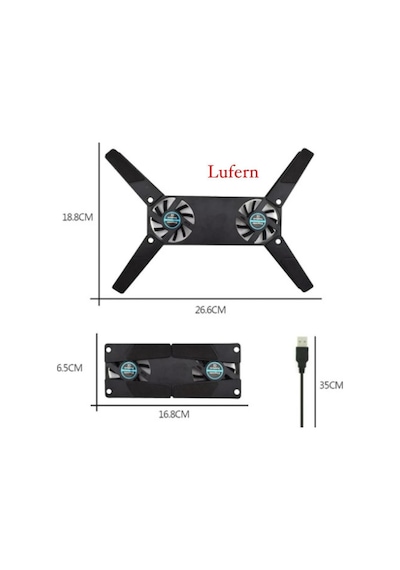 Premium Katlanabilir Laptop Soğutucu Usb Bağlantılı Uzun Ömürlü 2 Fanlı Notebook Portatif