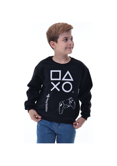 Playstation Baskılı Çocuk Sweatshirt Siyah Gamer Oyun Sever Sweat Siyah