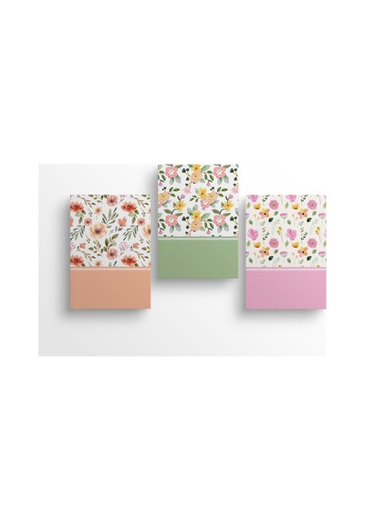 3'lü Defter Seti, 13x21cm, A5, Çizgili Çok Renkli
