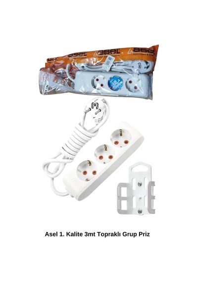 3 Metre Askı Aparatlı Topraklı 3lü Grup Priz Royaleks-ast303 3 M