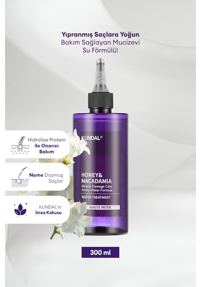 Yoğun Bakım Sağlayan Sıvı Saç Kremi Kundal Miracle Damage Care Water Treatment 300ml White Musk